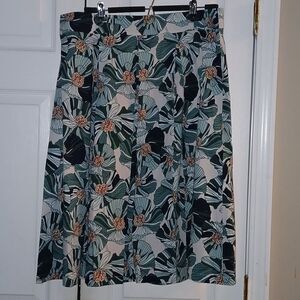 Talbots Outlet  midi pleated elastic back floral print skirt Sz L  NWOT